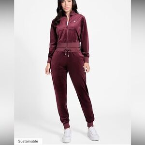 NWT Guess Women Eco Couture Full-Zip Velvet Sweatsuit - Pants & Jacket - Medium